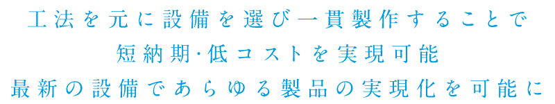 短納期・低コストを実現可能　最新の設備であらゆる製品の実現化を可能に